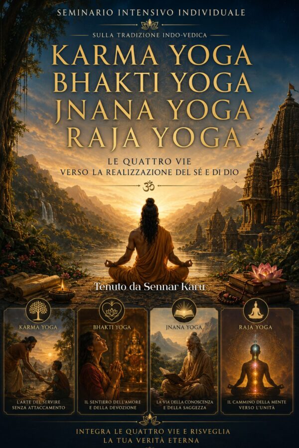 lequattroviedelloyoga_seminario Karma Yoga, Bhakti Yoga, Jnana Yoga e Raja Yoga - le quattro vie verso la realizzazione - seminario intensivo individuale